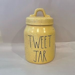 Rae Dunn TWEET JAR speckled yellow canister EASTER baby sized